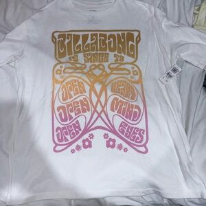 Billabong womens White Tee with Pink and Orange Graphic